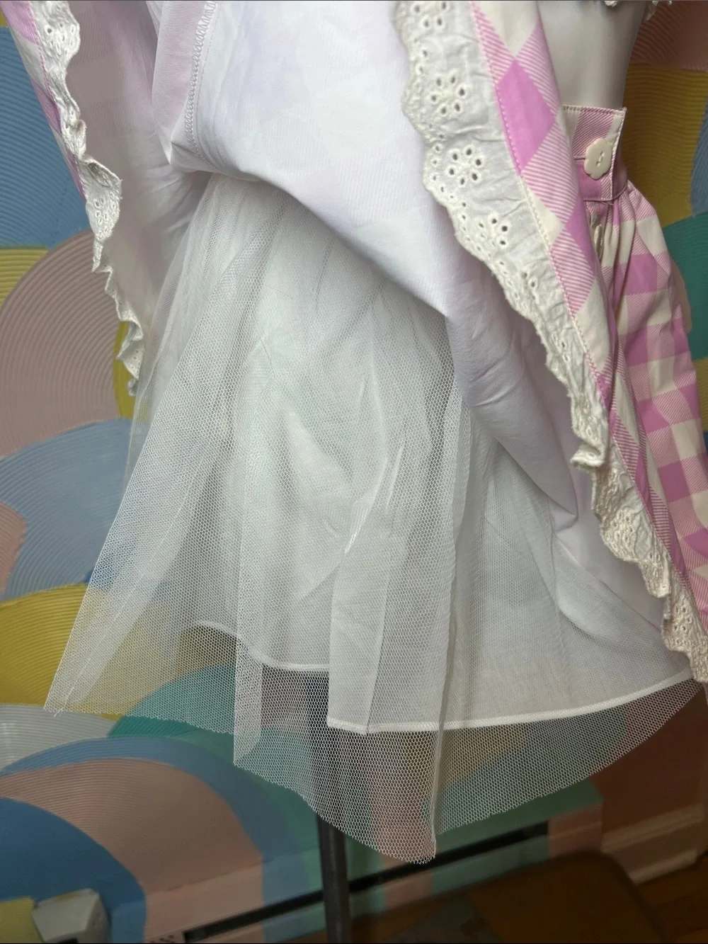 Sugar Thrillz Pink and White Gingham Crop Top & Skirt Set Sz S